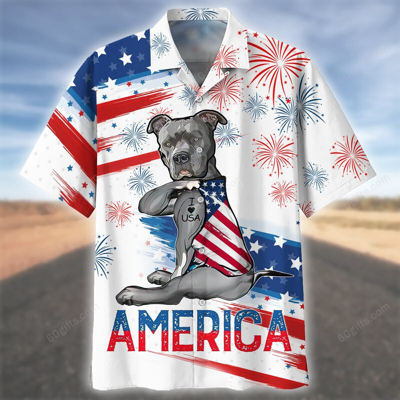 3D Hawaiian Shirt, Hoodie, Zip Hoodie, Hoodie Dress, Sweatshirt Strong Dog Independence Day Usa All Over Print