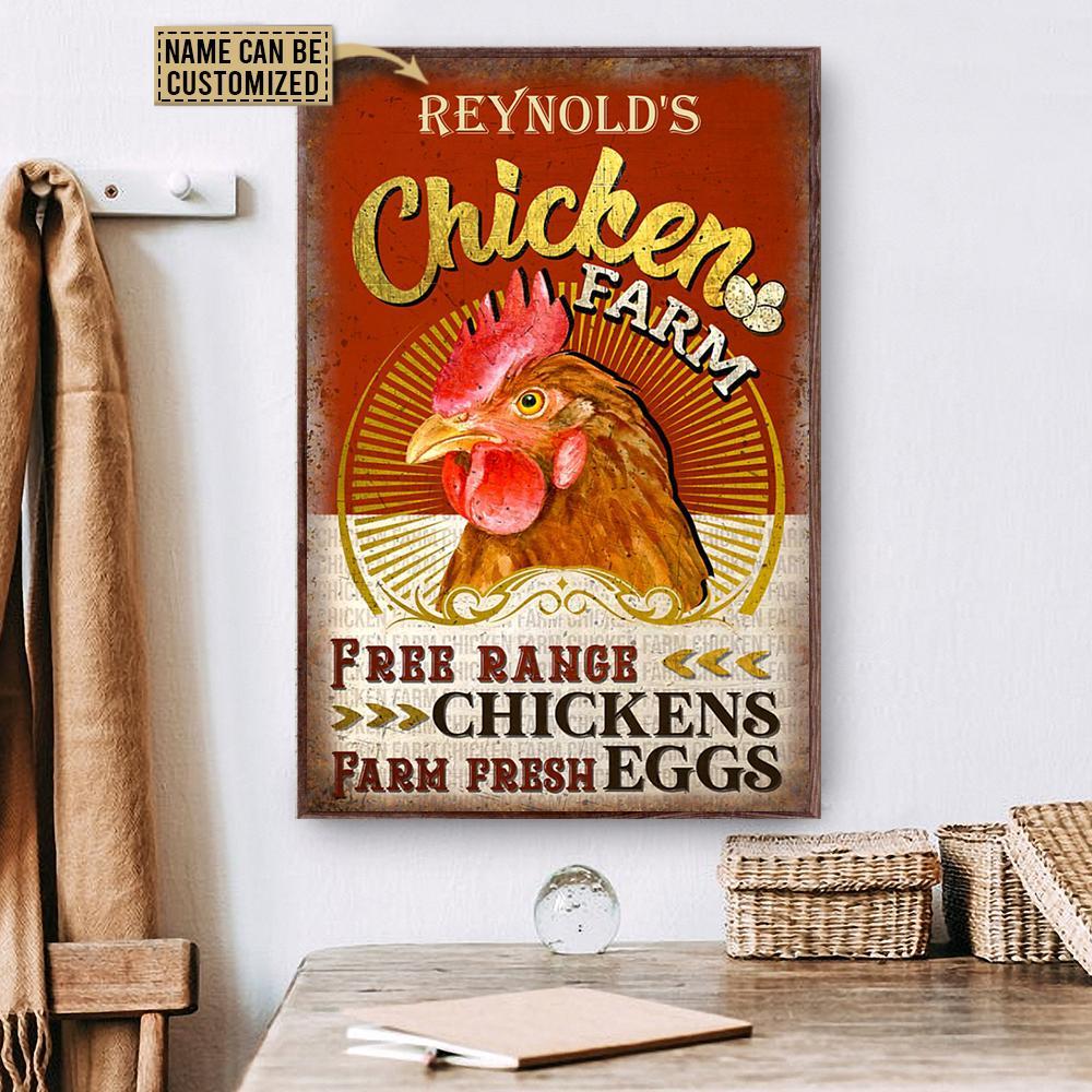 Aeticon Gifts Personalized Chicken Free Range Canvas Mom Dad Gift Home Decor