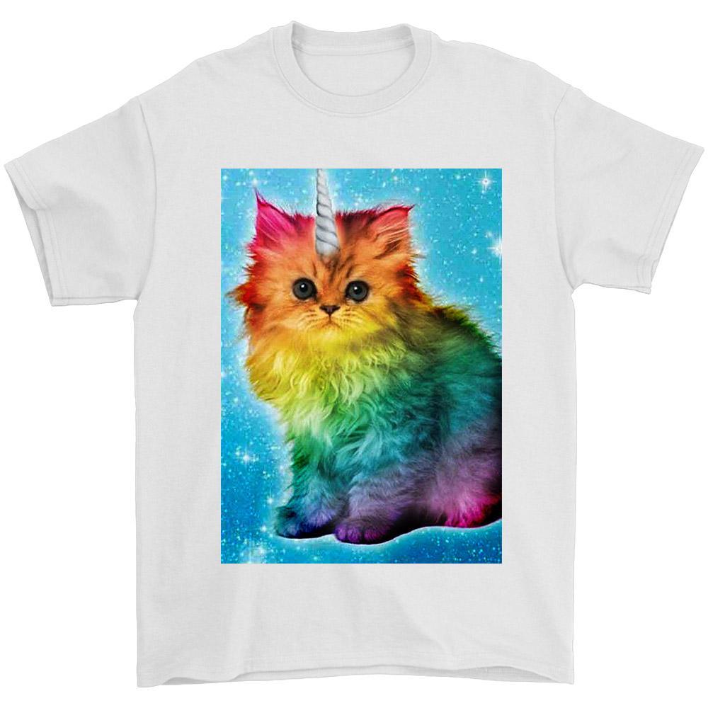 Unicorn Rainbow Cat Kitten Funny Men’s T-Shirt