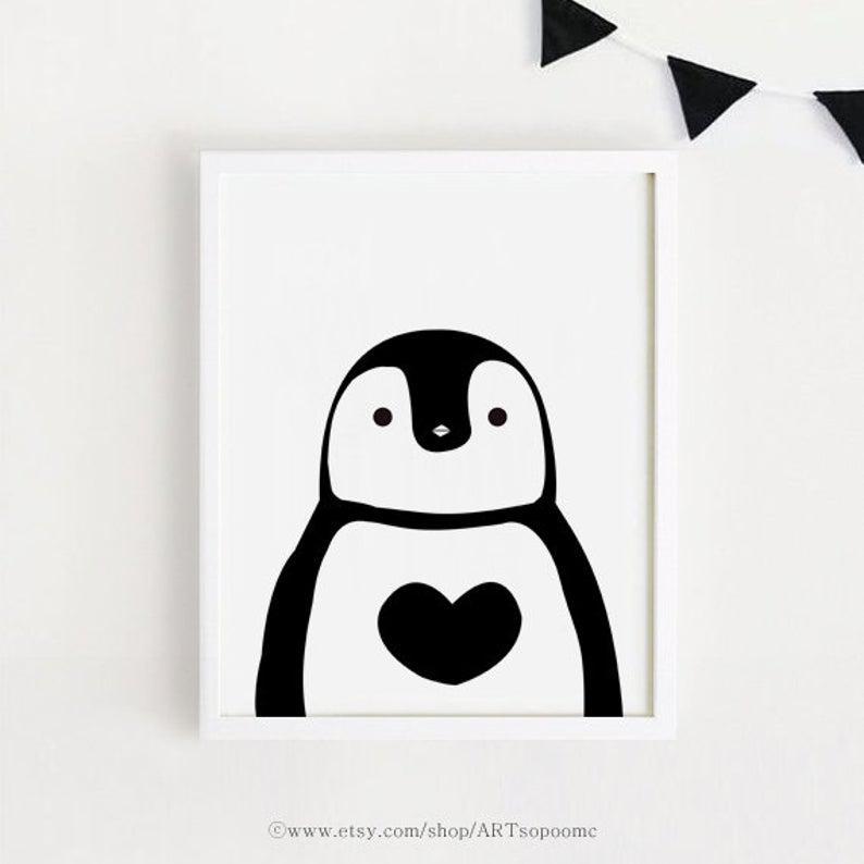 Heart Penguin Nursery Art Print Printable Poster