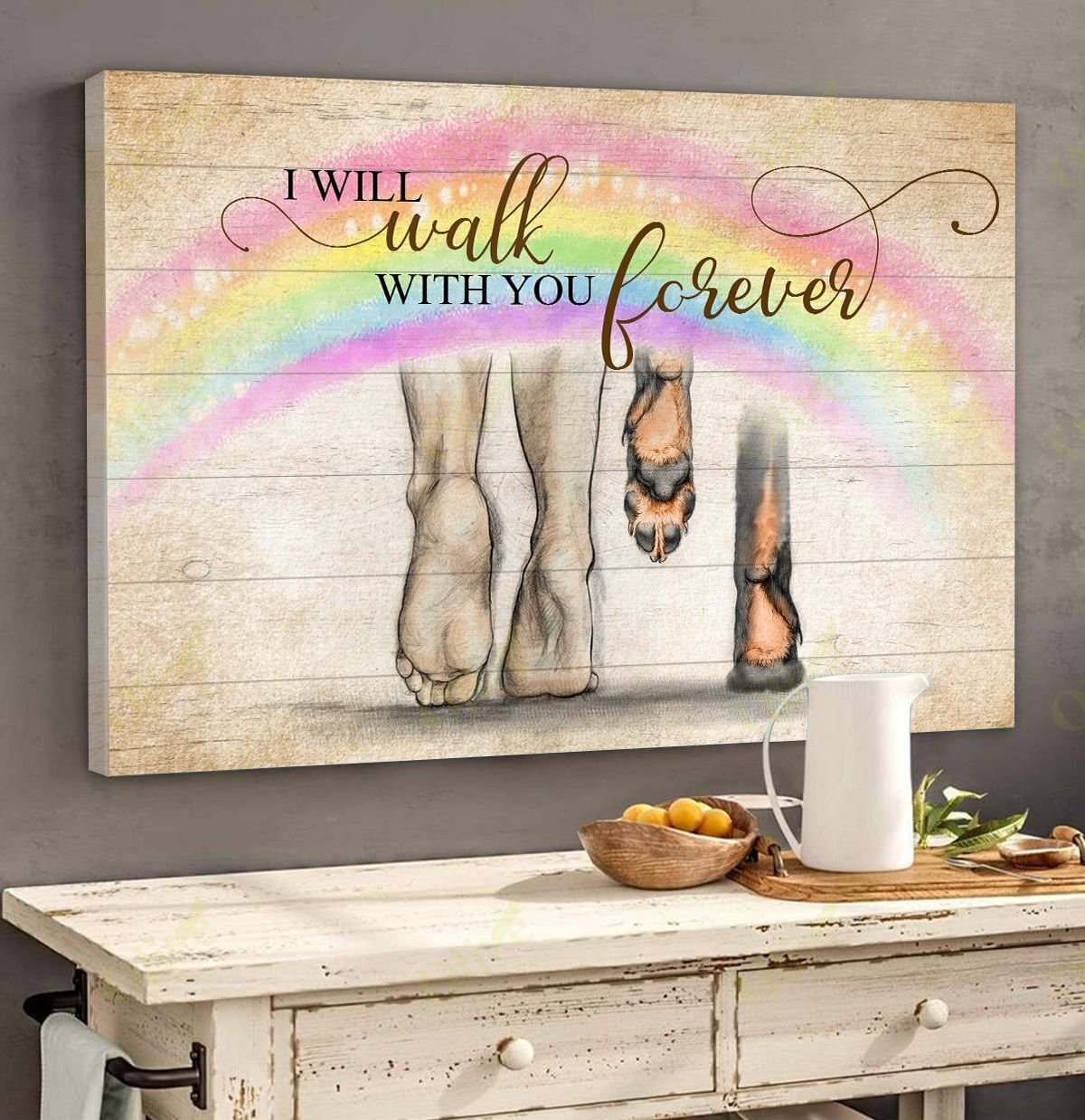 Rottweiler – Walking With You Forever Canvas And Poster | Wall Decor Visual Art