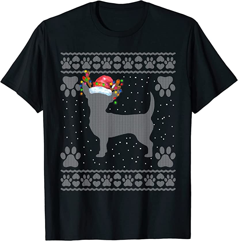 Ugly Christmas Sweater Santa Chihuahua Family Holiday Party T-Shirt