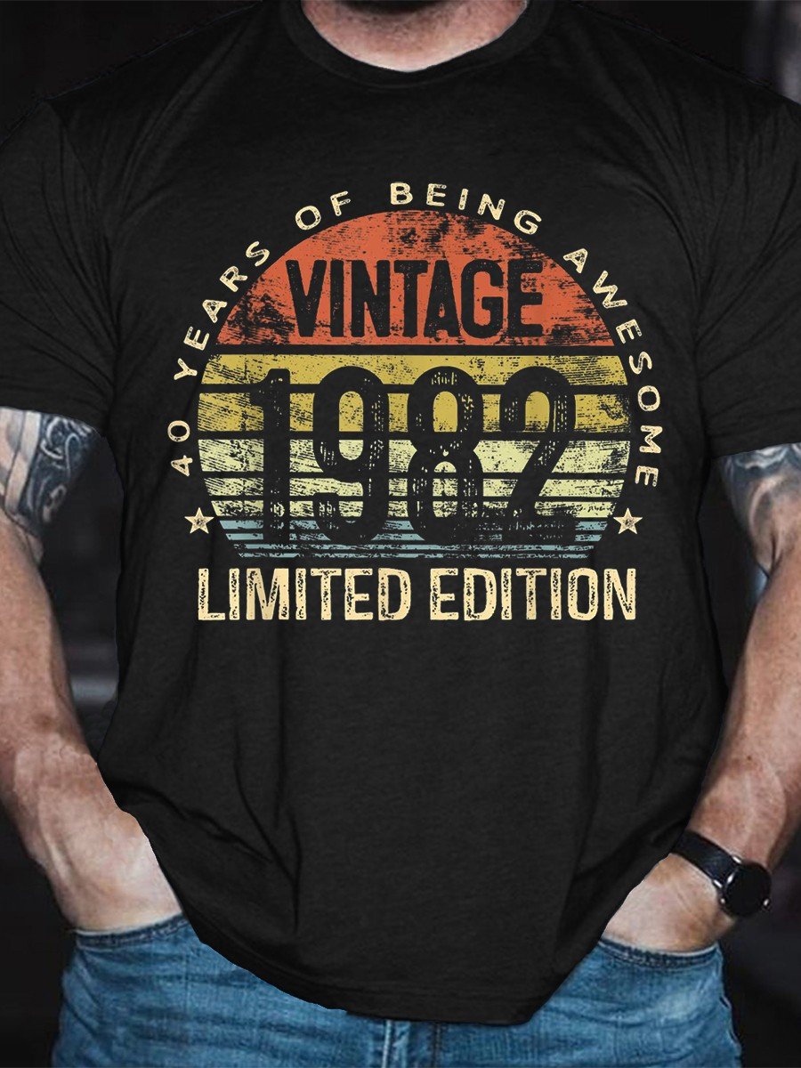 Men 40 Year Old Gifts Vintage 1982 Limited Edition 40Th Birthday T-Shirt