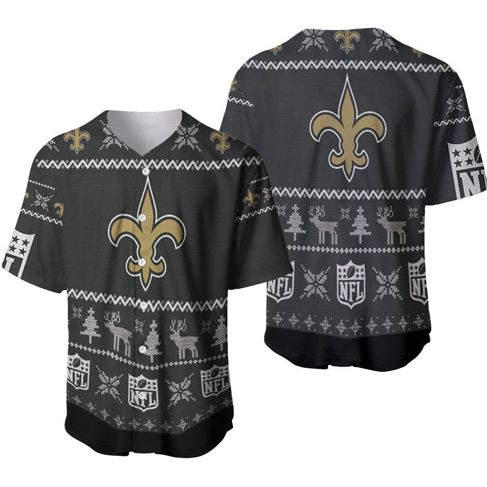 New Orleans Saints Ugly Christmas 3D Printed Sweatshirt Ugly Baseball Jersey