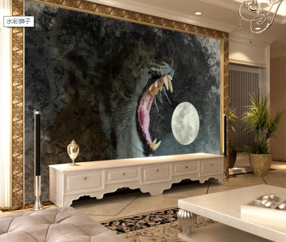 3D Watercolor Animal Lion Wall Mural Wallpaper Lqh 543