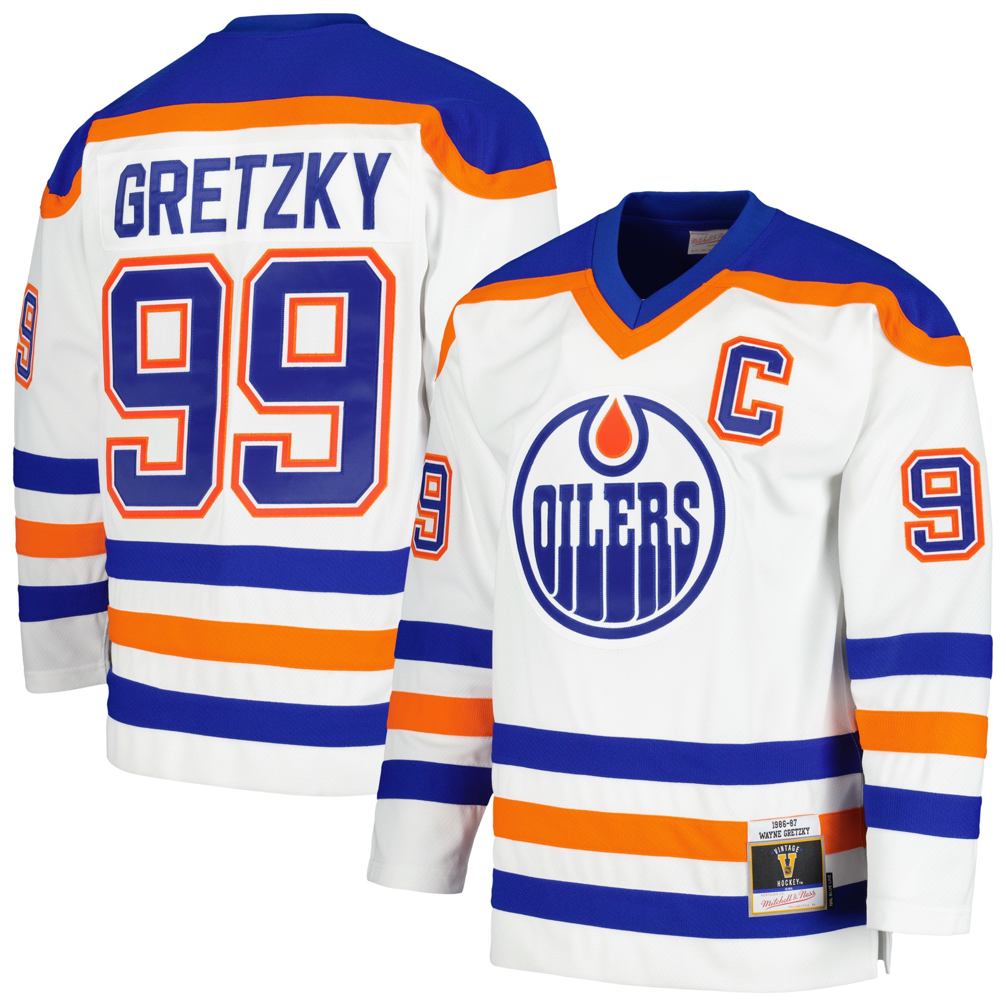 Wayne Gretzky Edmonton Oilers Mitchell & Ness 1986/87 Blue Line Player Jersey – White