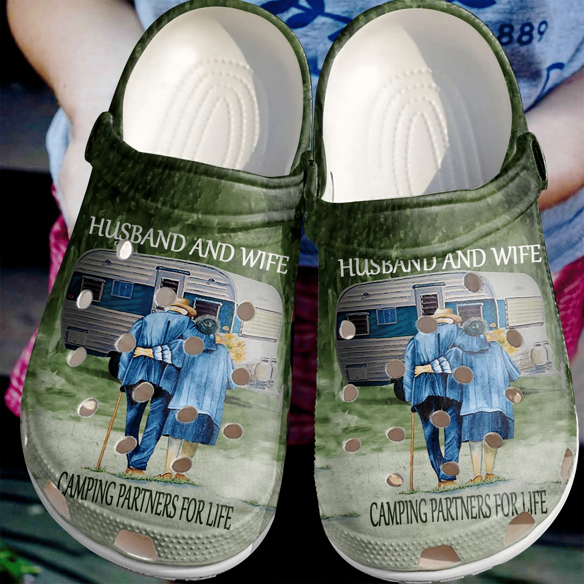 Husband And Wife Shoes Clog – Camping Partners For Life Crocs Crocbland Clog Birthday Gift For Couple