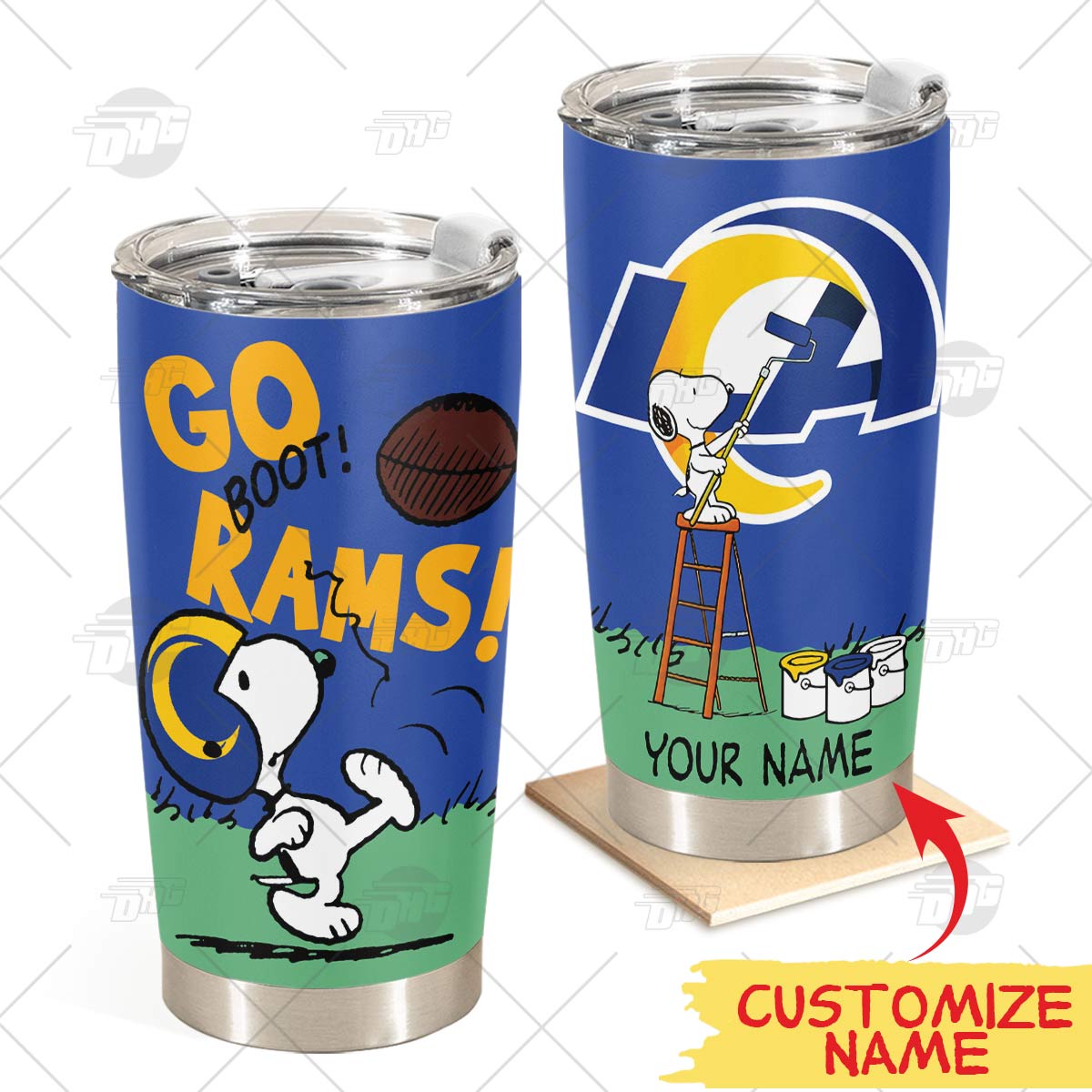 Personalize Los Angeles Rams Tumbler Snoopy Stainless Steel Tumbler 20Oz 30Oz Best Gift