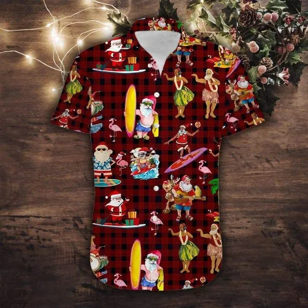 Cute Santa Claus Surfing Merry Christmas Aloha Hawaii Shirts For Men Women Ha33017