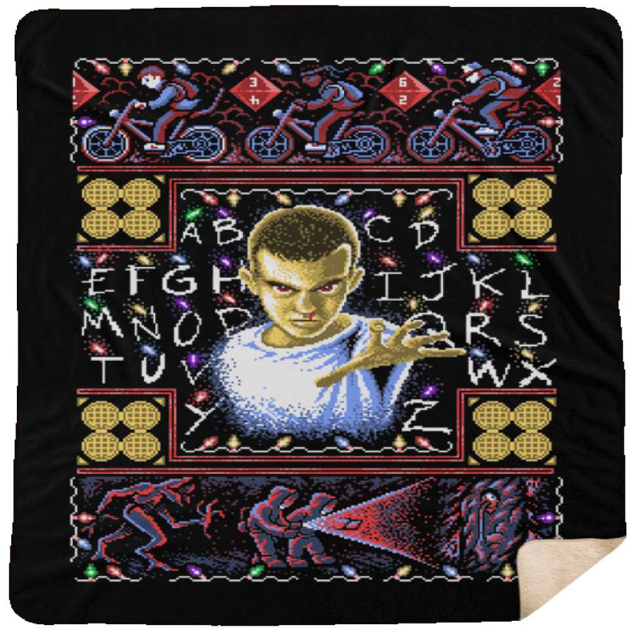 Stranger Things ugly sweater 60×80 Sherpa Blanket