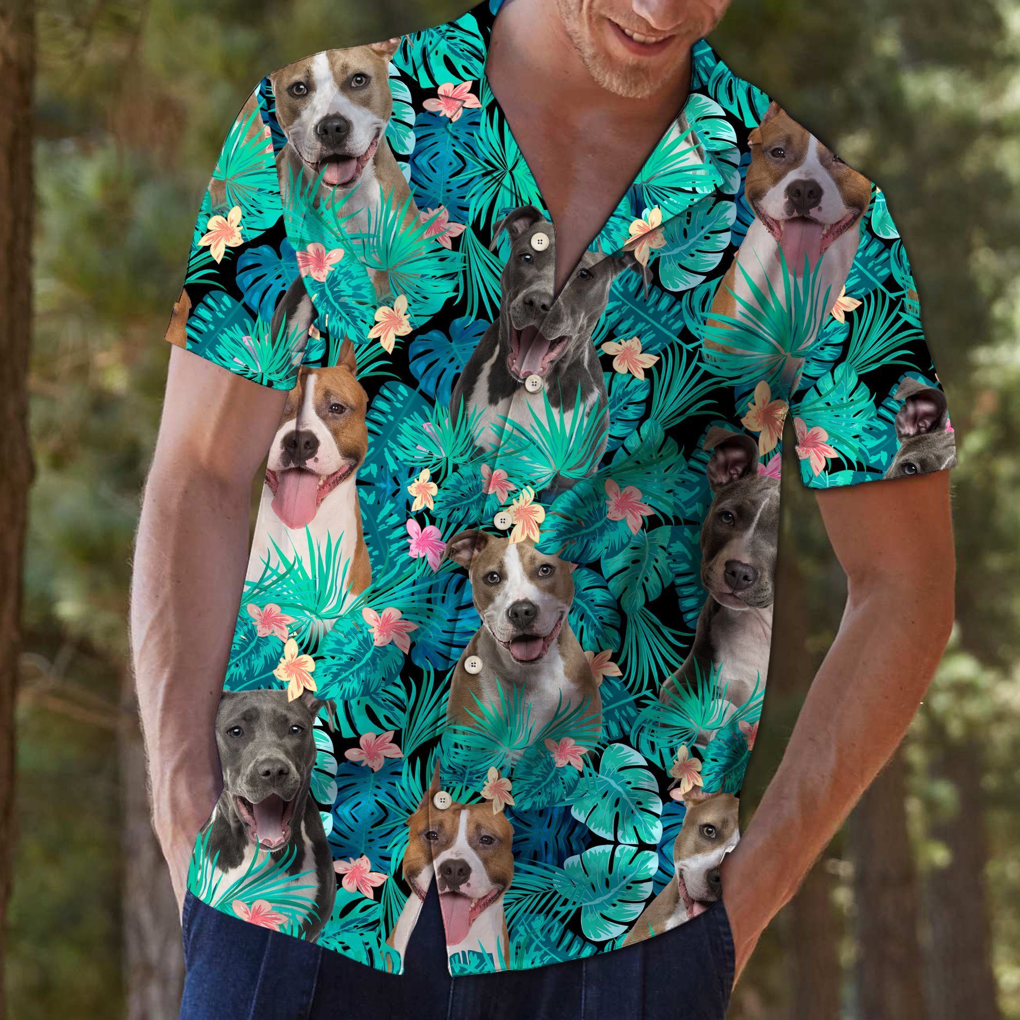 Staffordshire Terrier Blue Unique Design Unisex Hawaii Shirt For Men And Women Ha73328