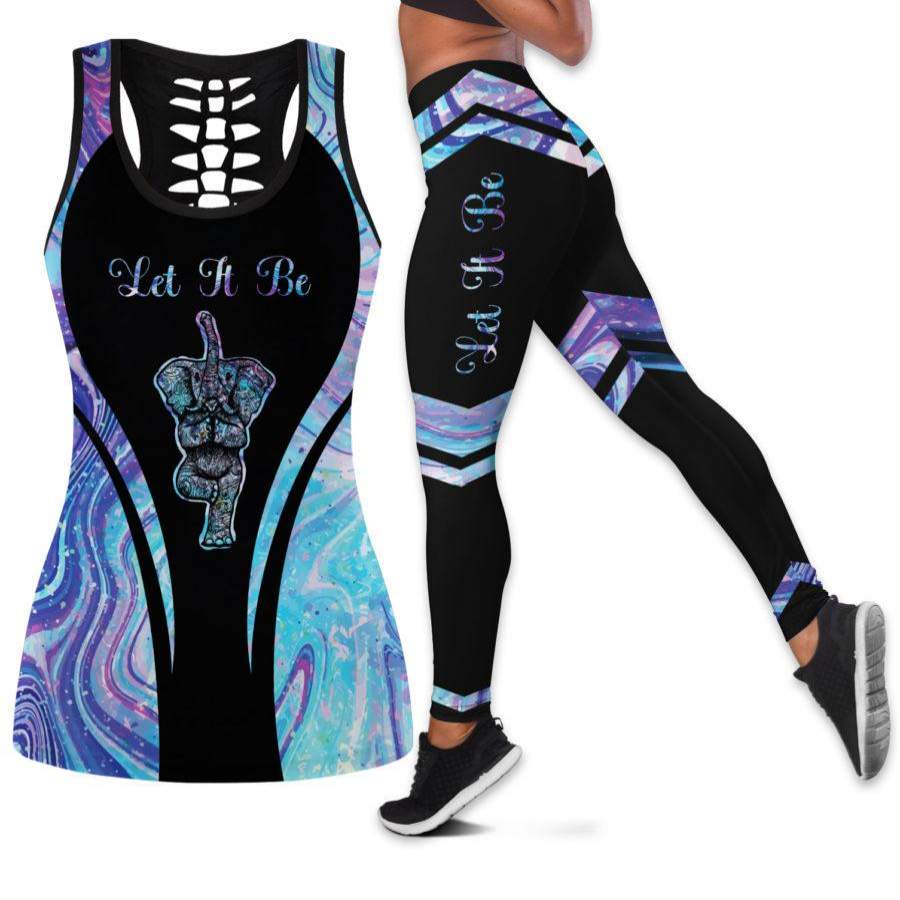 Elephant Yoga Let It Be Hologram Tank Top And Legging Set