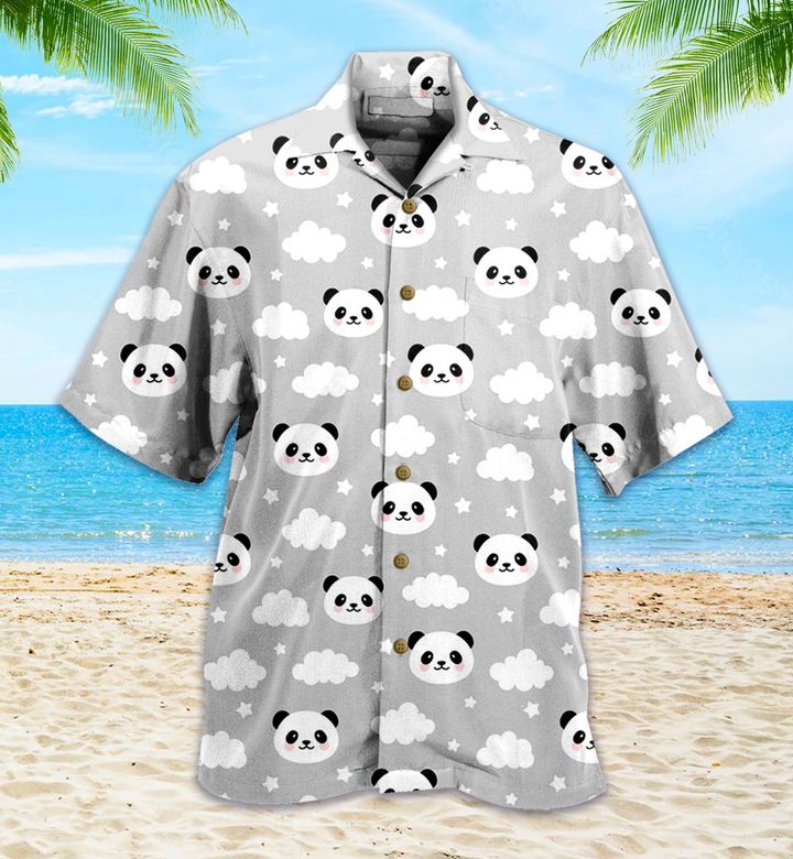 Panda Clouds Gray Color 3D Hawaiian Shirt