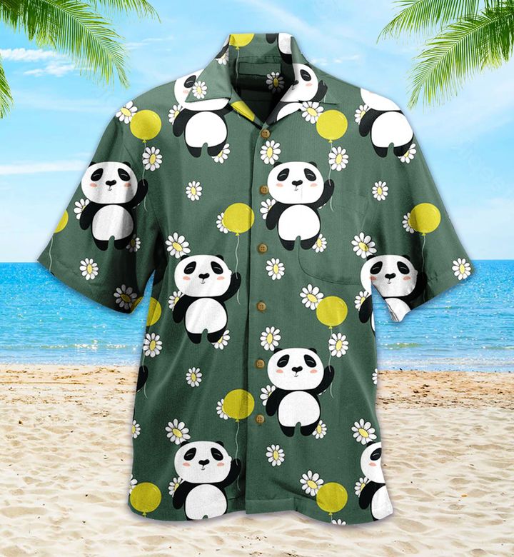 Panda Dark Green 3D Hawaiian Shirt