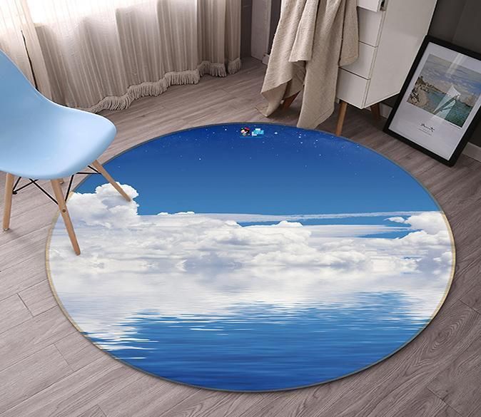 3D Blue Sea White Clouds 117 Round Rug – Round Carpet Home Decor