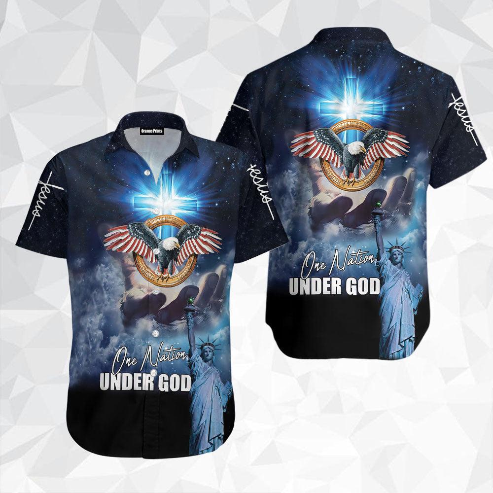 Amazing Patriotic Eagle One Nation Under God Hawaii Shirt For Men Women Ha59614