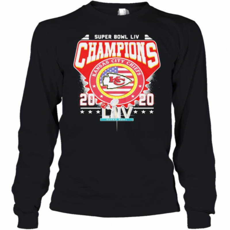 Super Bowl Liv Champions Kansas City Chiefs 2020 American Flag Independence Day Youth Long Sleeve