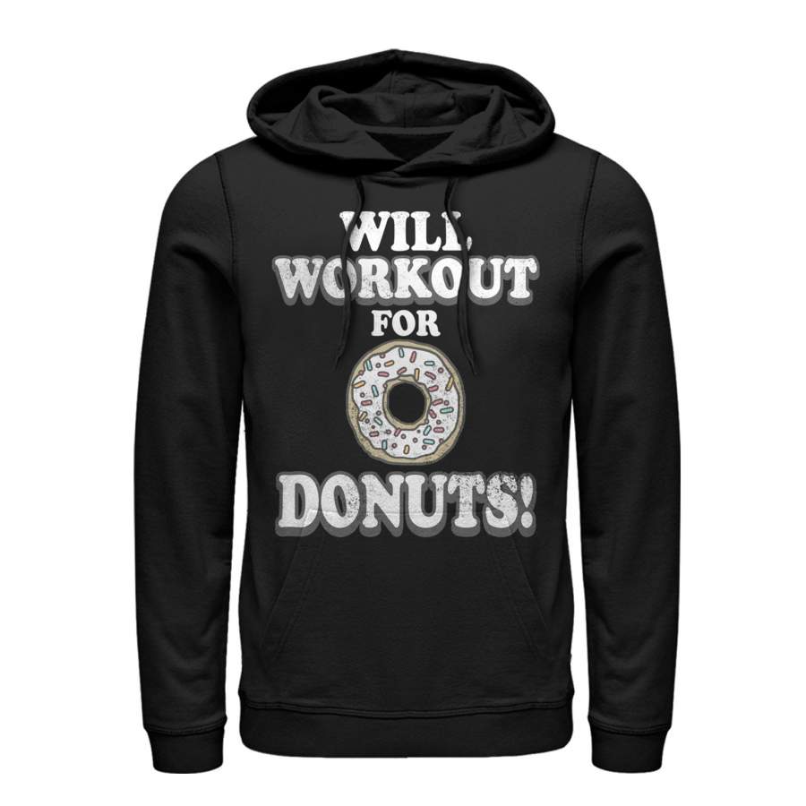 CHIN UP Women’s Will Work Out For Donuts  Lightweight Hoodie Black