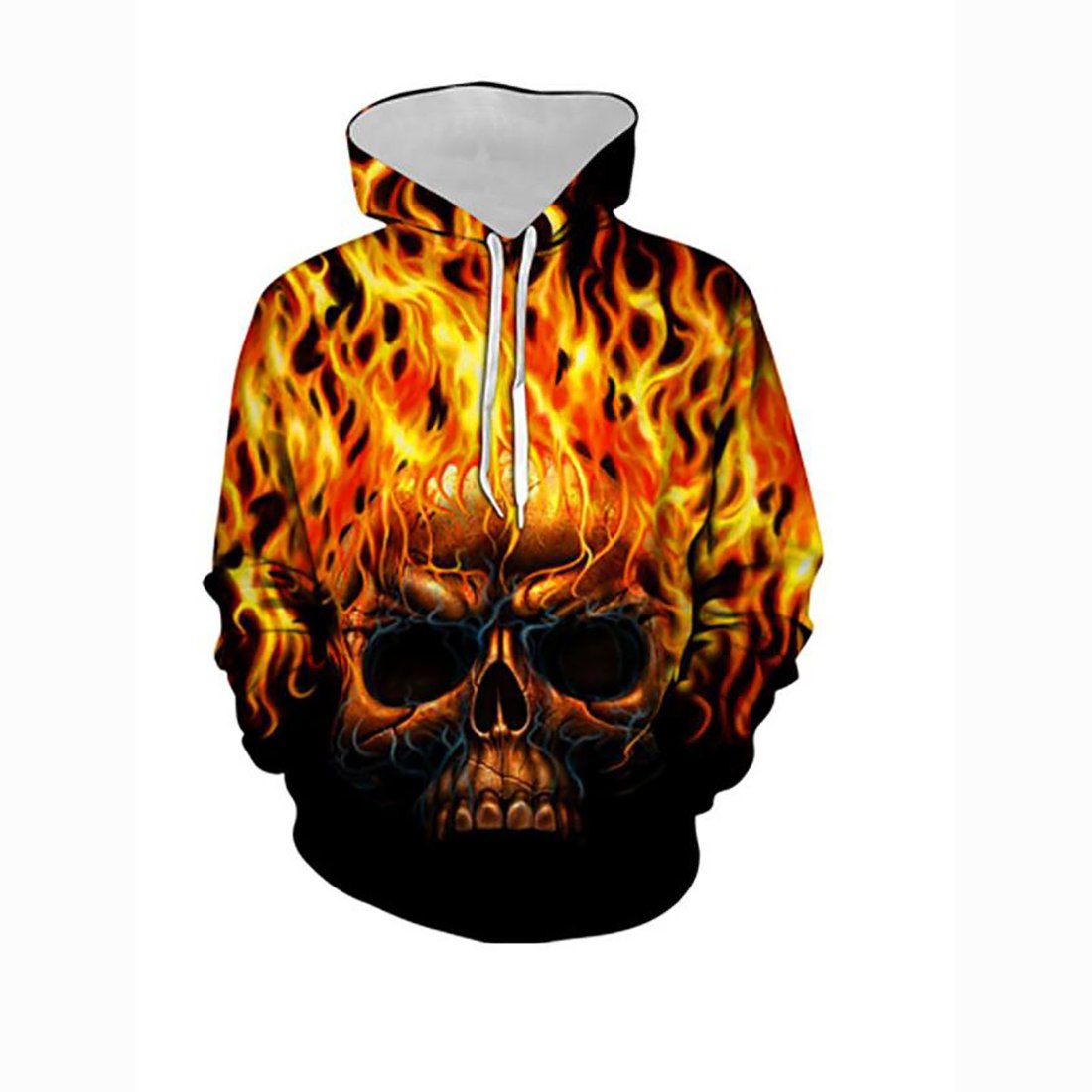 3D Printed Skull Hoodie – Hooded Basic Yellow Pullover