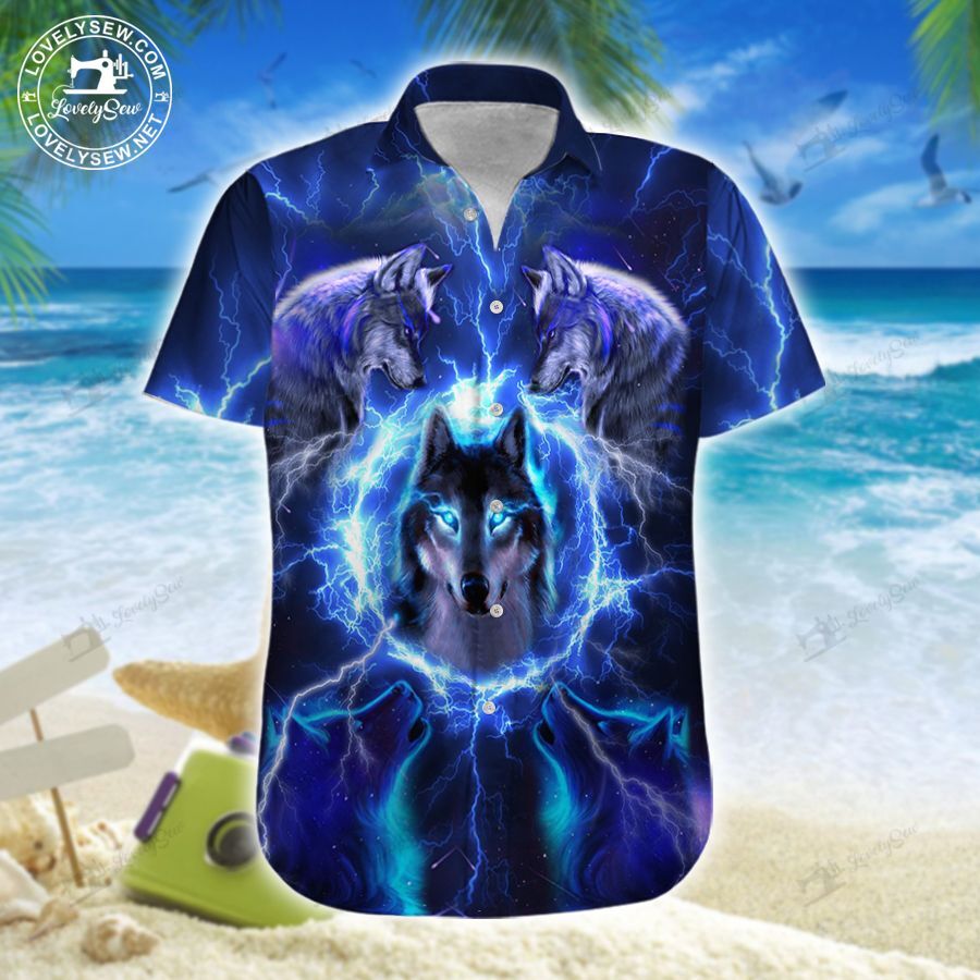 Wolf With Thunder Hawaii Shirt & Shorts Lit21071701-Lio21071701