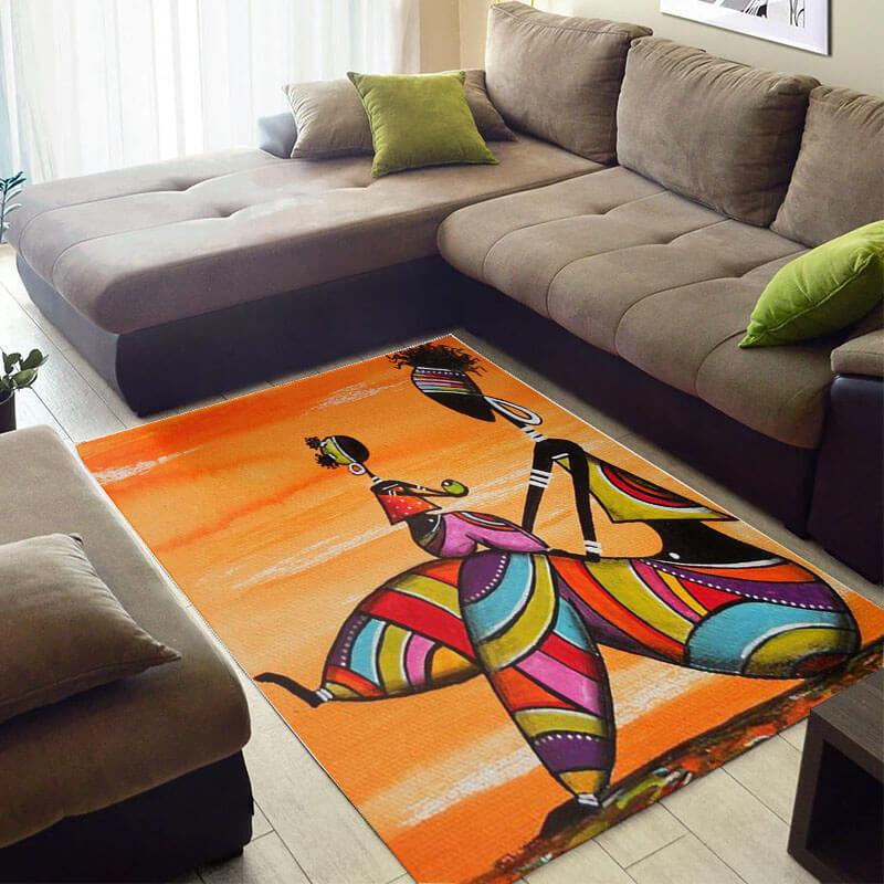 Nice African Area Rug Fancy African Inspired Black Queen African Large Rug African Inspired Home Decor WBG3987