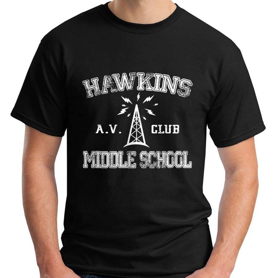 Hawkins Middle School Stranger Things Short Sleeve Black Men’s T-Shirt