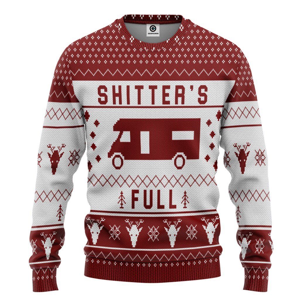 Casespring 3D Shitters Full Ugly Christmas Sweater Red Custom Sweatshirt Apparel