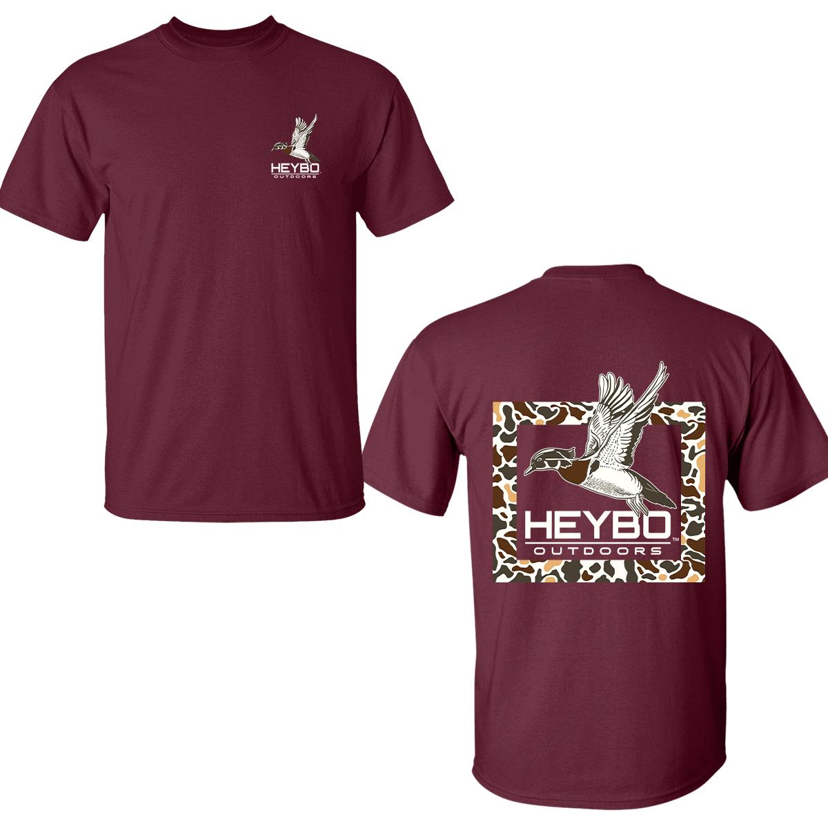 Heybo Outdoors Duck Camo Graphic T-Shirt, Unisex Vintage Hunting Shirt, Cotton Casual Apparel for Men and Women, Trendy Gift for Outdoor Lovers