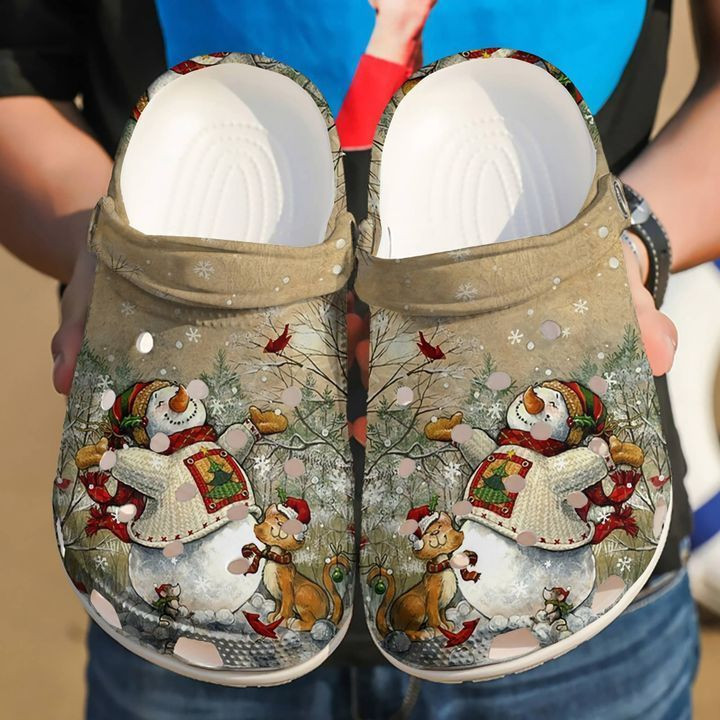 Snowman With A Cat Christmas Crocband Clog Shoes For Men Women