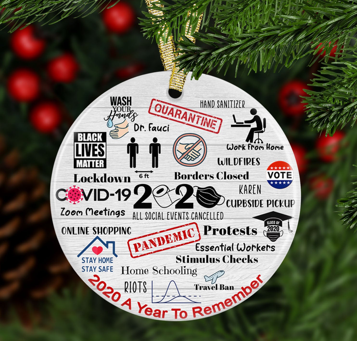 Dngfashion ‘S Black Lives Matter Ornament 2020 A Year To Remember Ornament – Circle Ornament