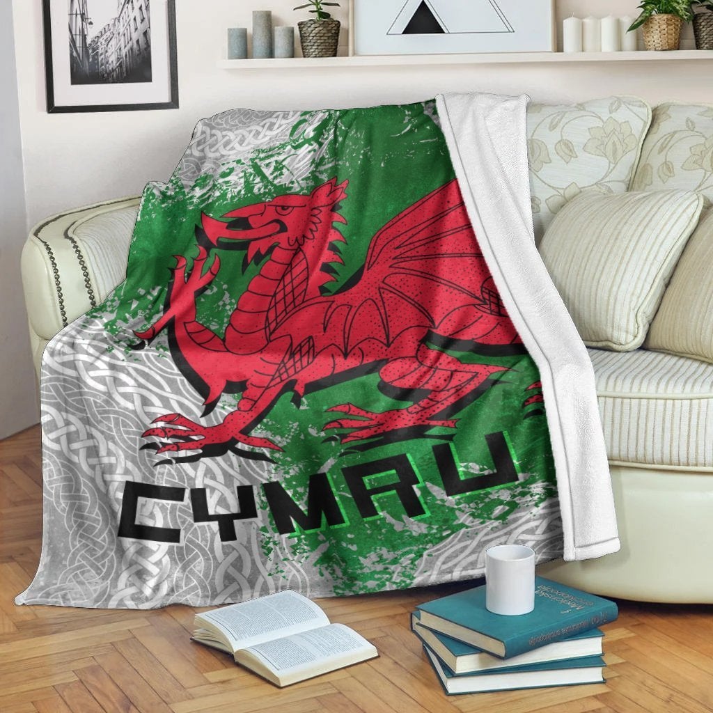 Wales Celtic Premium Blanket Grunge Dragon