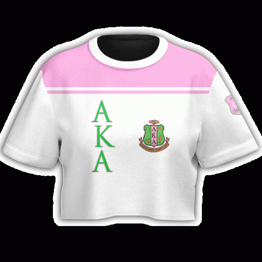 Alpha Kappa Alpha 1908 Pearl Ivy Emblem White Crop Top T Shirt