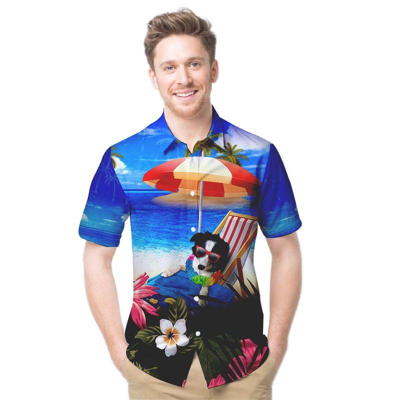 Beach Shirt Border Collie Custom Name Men Hawaiian Shirt For Dog Lovers