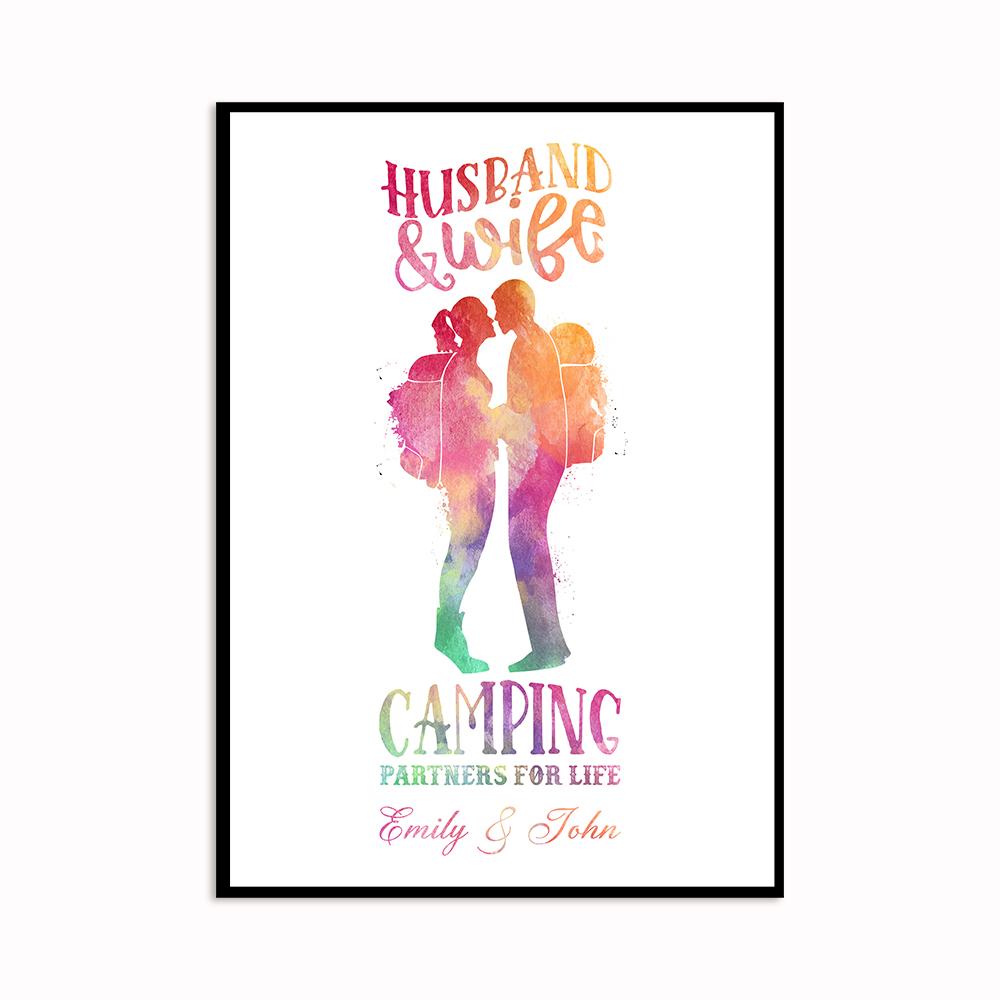Personalized Wall Art Poster Board Print Valentine Day Gift Ideas For Him Her Men Women Boyfriend Girlfriend Husband Wife Couple – Custom Name Camping Couple HT251211 – PersonalizedWitch
