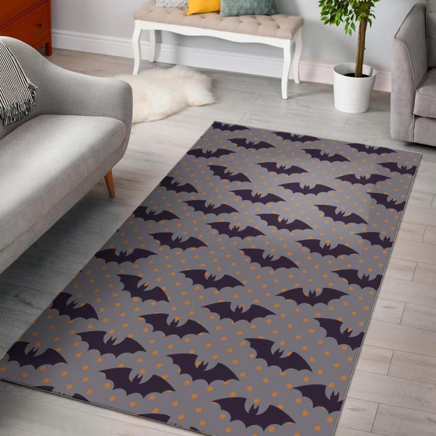 Polka Dot Halloween Bat Pattern Print Area Rug