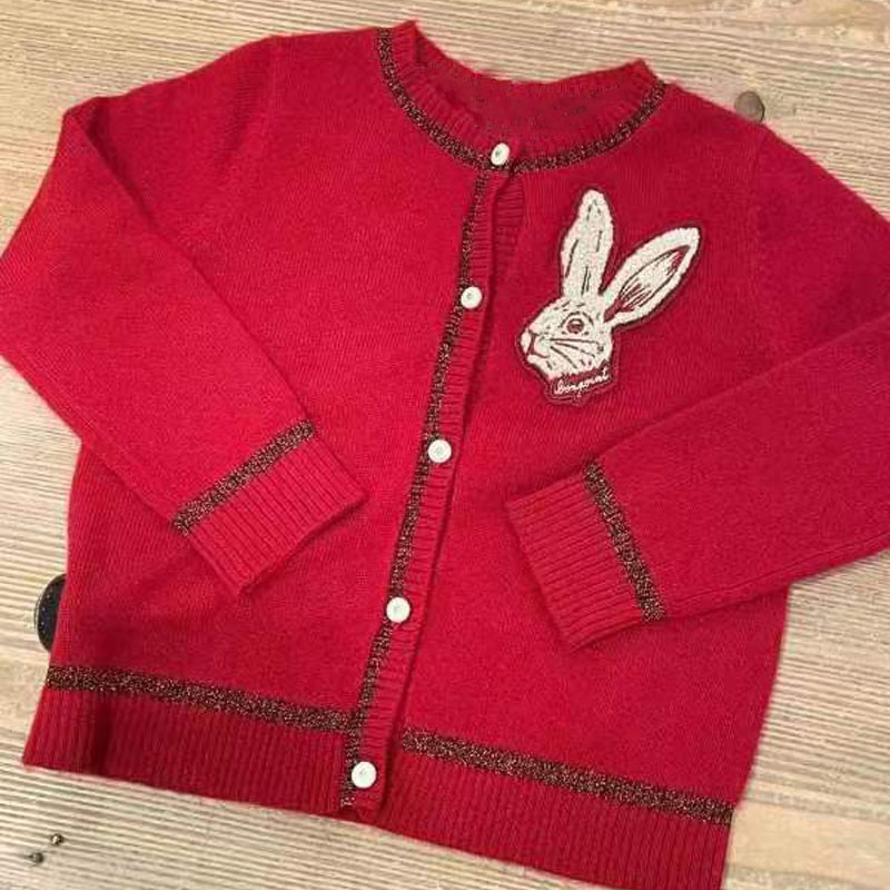 Per-sale (Ship In December) 2022 BP Autumn Girls Sweater Rabbit Embroidery Pullover Christmas Knit Cardigan Baby Boys Clothes alx