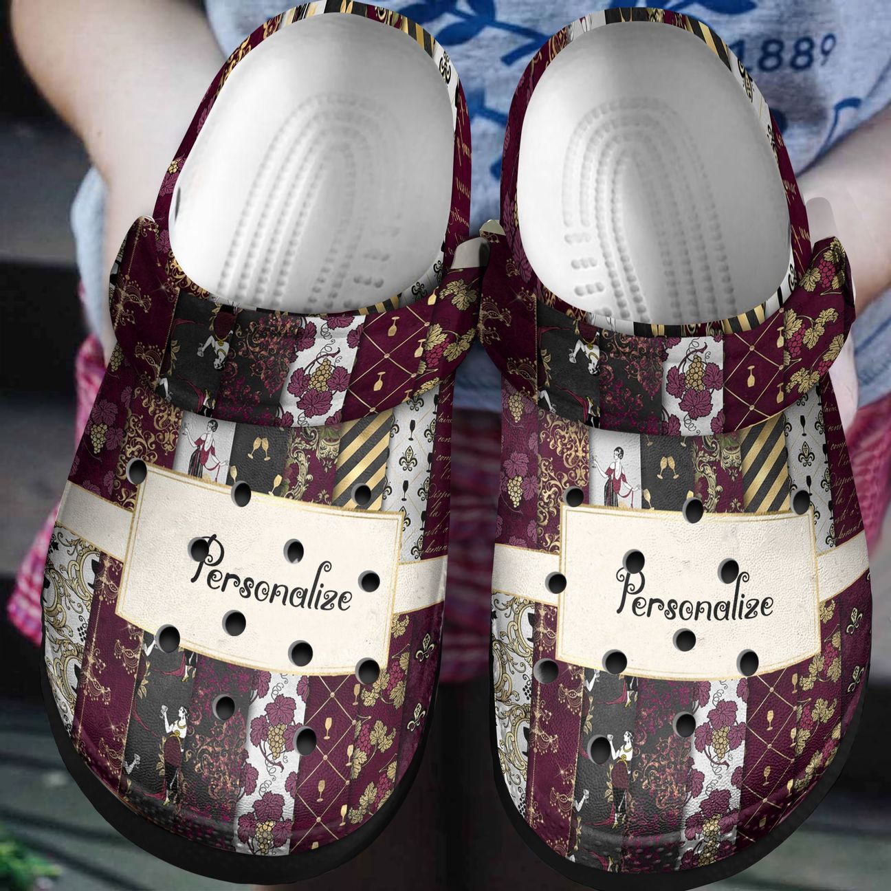 Wine Personalized Clog, Custom Name, Text, Color, Number Fashion Style For Women, Men, Kid, Print 3D Wine Fabric