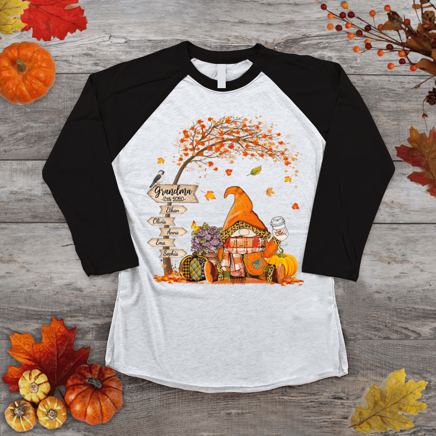 Grandma Est Kids Names Autumn Tree Shirt