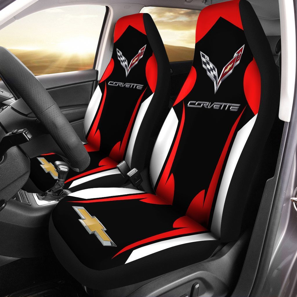 Chevrolet Corvette Car Seat Cover (Set Of 2) Ver 4 (Red)