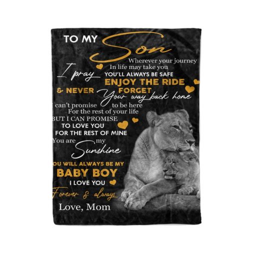 To My Son And Lion Quilt Fleece Blanket