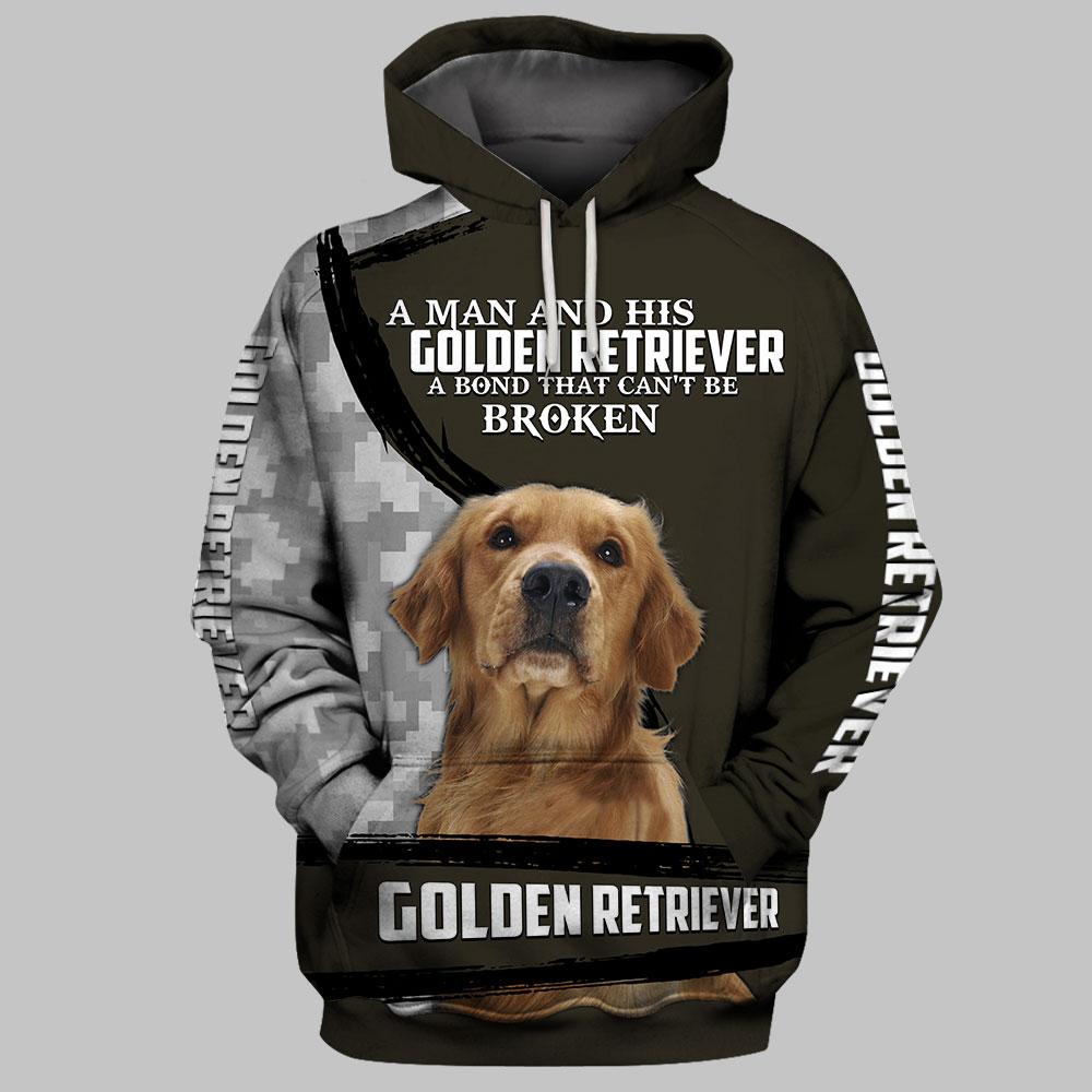 A Man And His Golden Retriever 3D Hoodie Full Printing