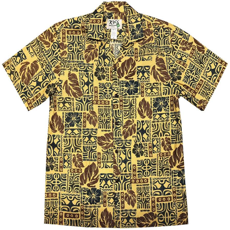 Garden Glyphs Yellow Hawaii Shirt Ha29598