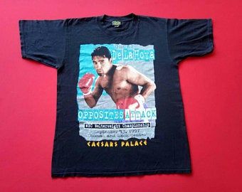 Vintage Oscar De La Hoya Rap Boxing Tee  S T-shirt 2799