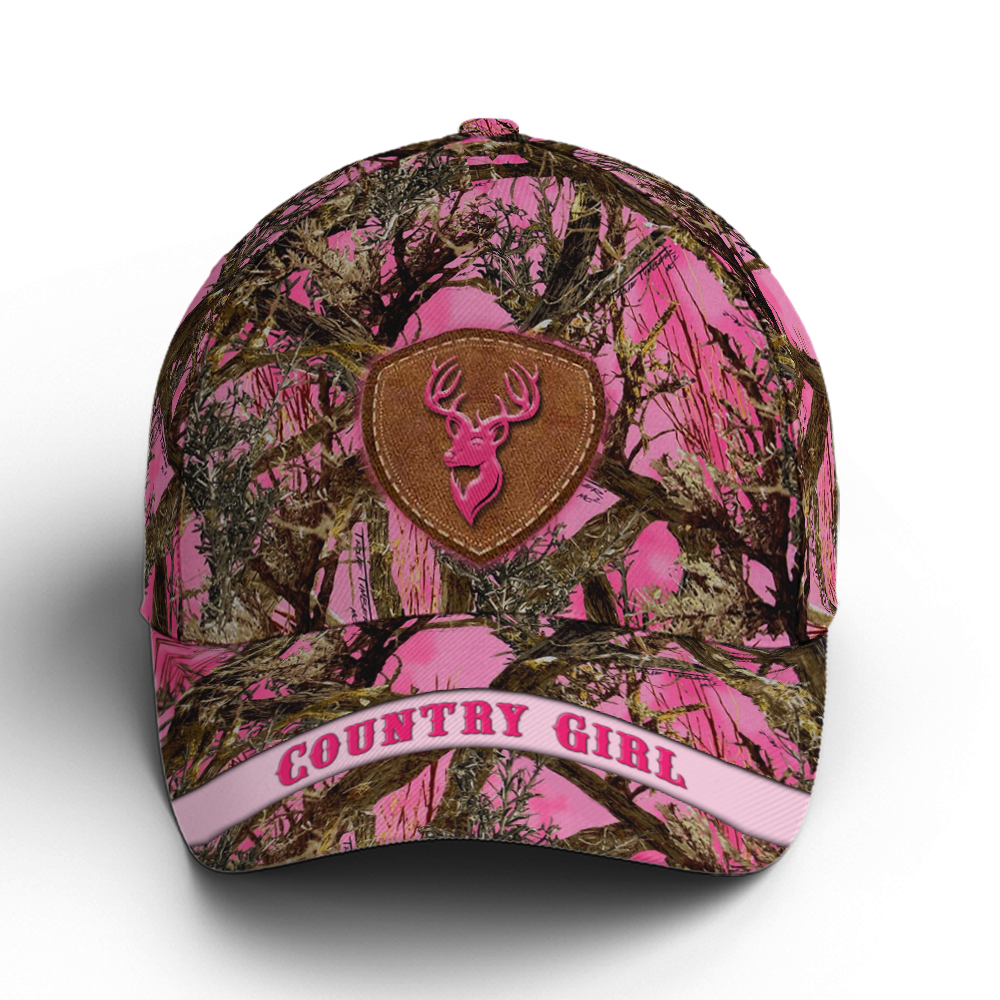 Deer Pattern Baseball Cap For Country Girl Pink Camouflaged Coolspod