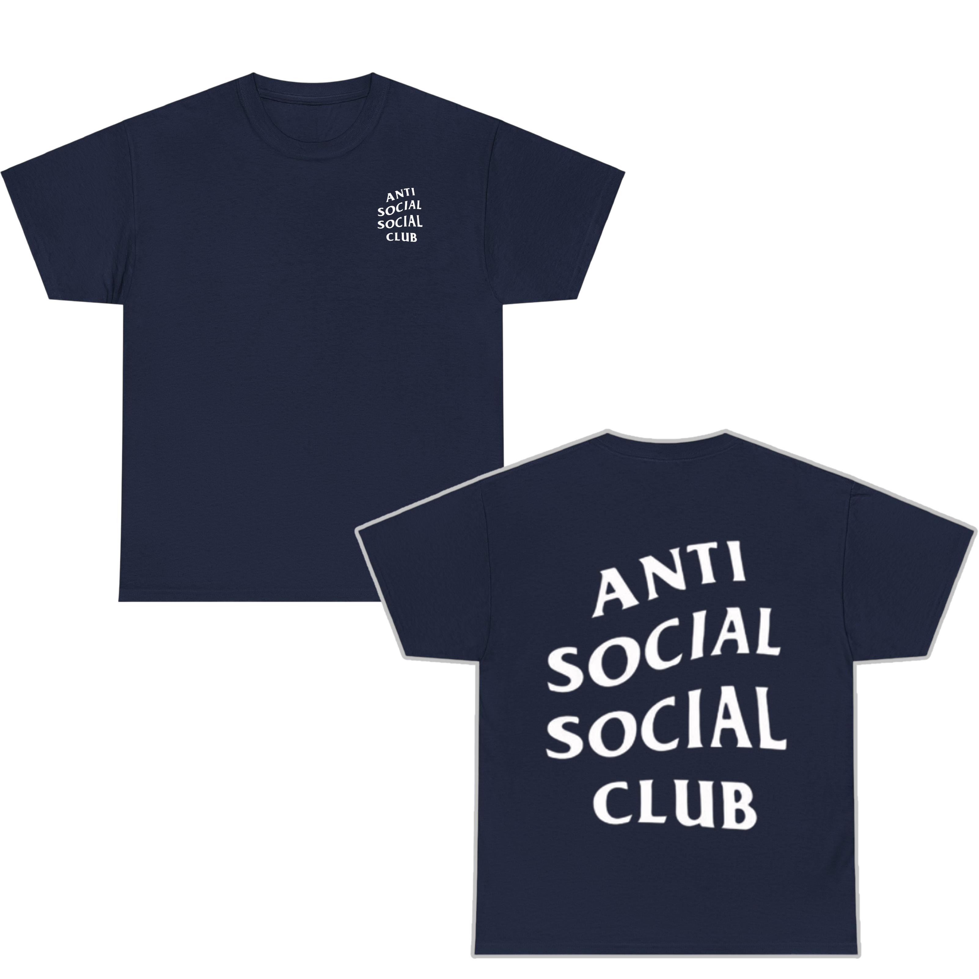 Anti Social Social Club Tee Shirt, Black Menswear Tops Casual Classic, Gift For Men, Clothes Daily Wear, Full Size, Comfortable Oversized Collar
