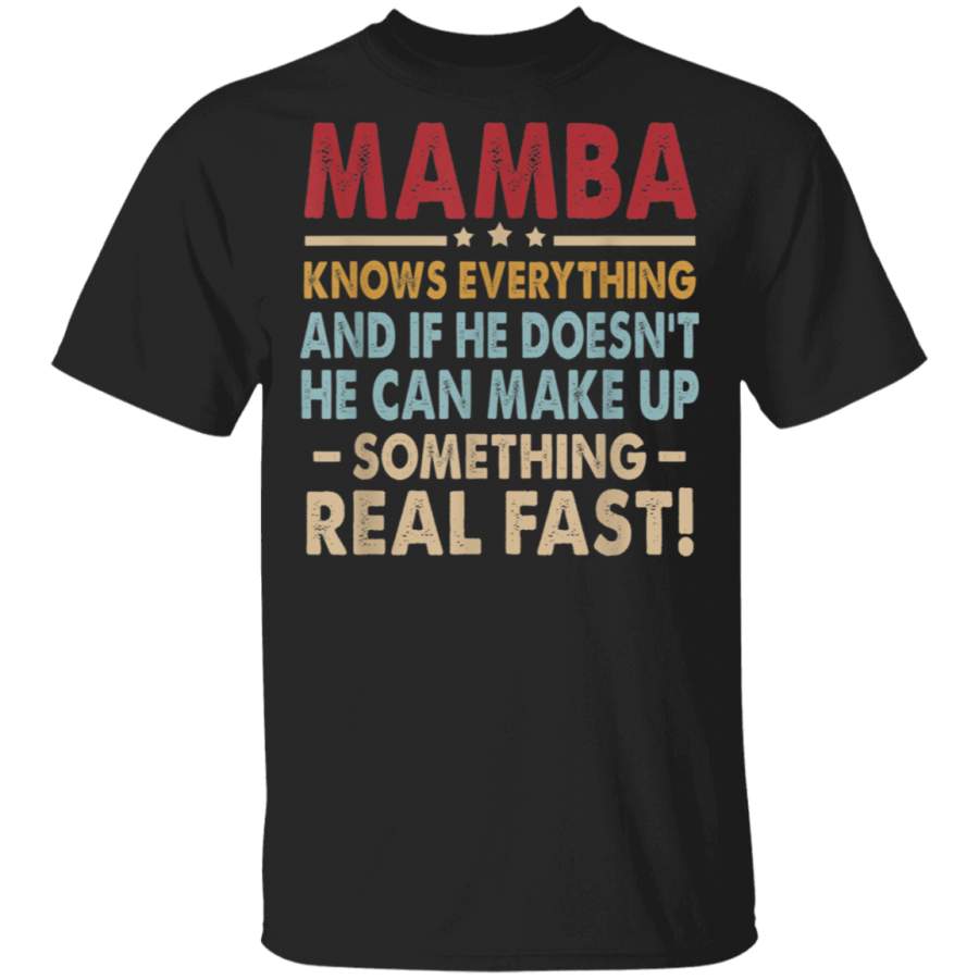 Vintage Mamba Know Everything Fathers Day Funny Tshirt