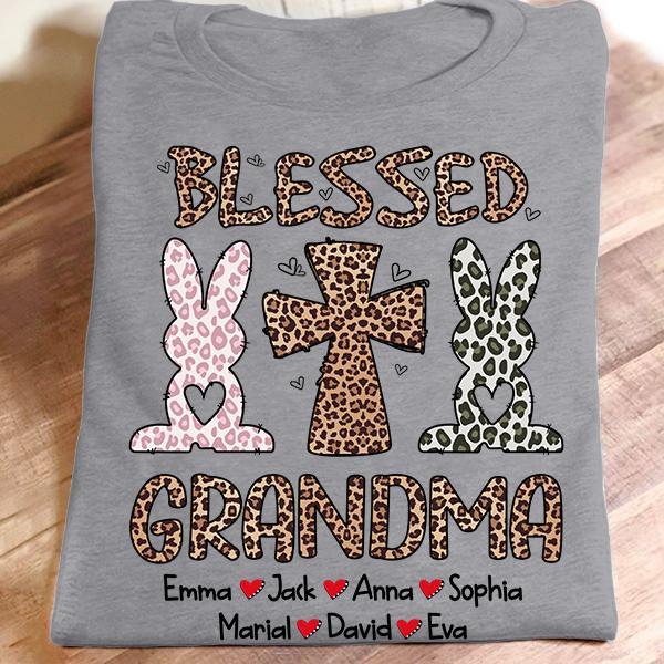 Personalized Name T-shirt Blessed Grandma Bunny Gift Unisex T-shirt Hoodie Plus Size S-5xl