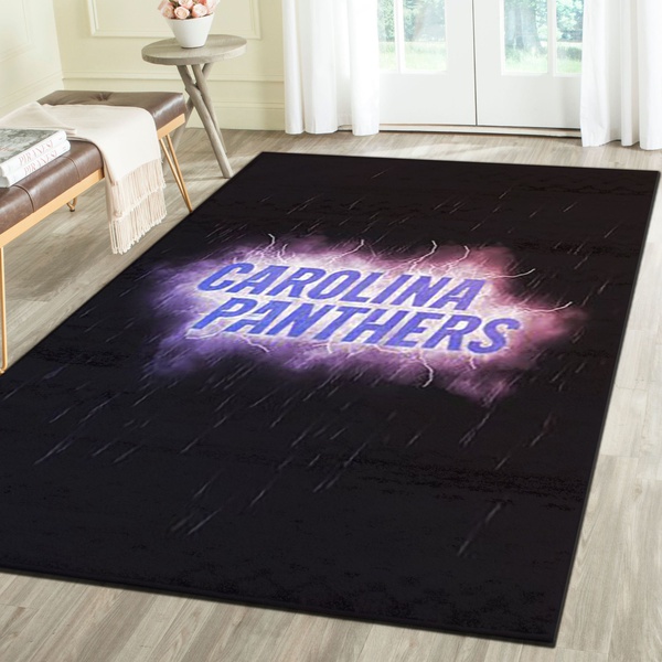 Carolina Panthers Area Rug, Football Team Living Room Bedroom Carpet, Fan Cave Floor Mat