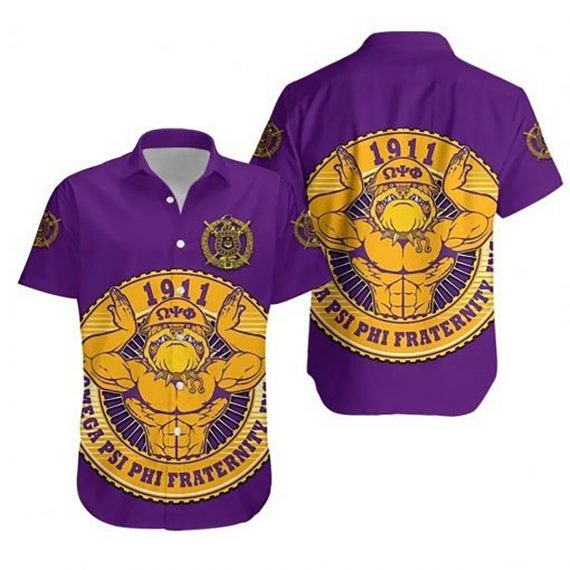 Omega Psi Phi 1911 Bulldog Hand Sign Royal Purple Hawaiian Shirt