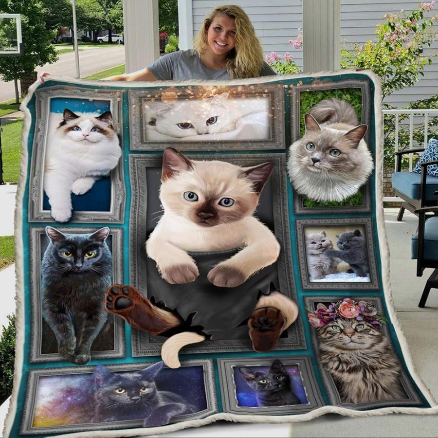 3D Huge Cat Custom Design  Fleece Blanket  For  Cat Lovers